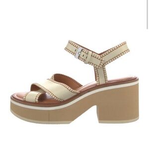 Robert Clergerie Cream and Tan Platform Sandals